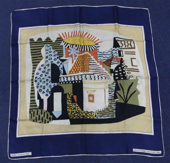 A S.P.A.D.E.M. of Paris Dessin de Picasso silk scarf, 30.5 x 29.75in.